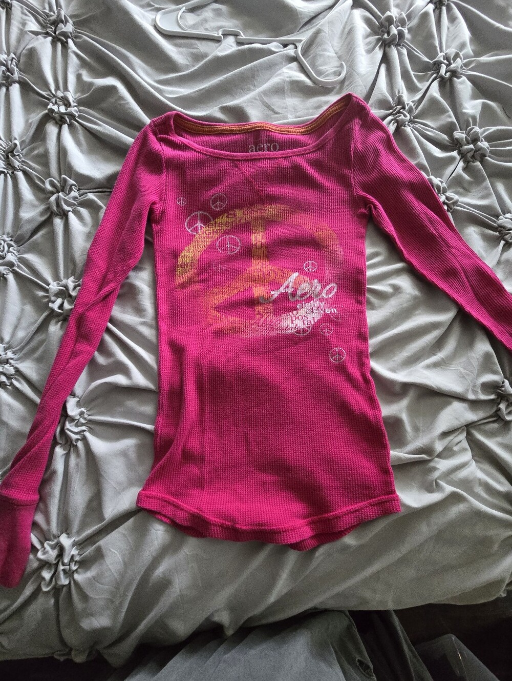 Aero Pink Waffle Knit  with Orange Trim